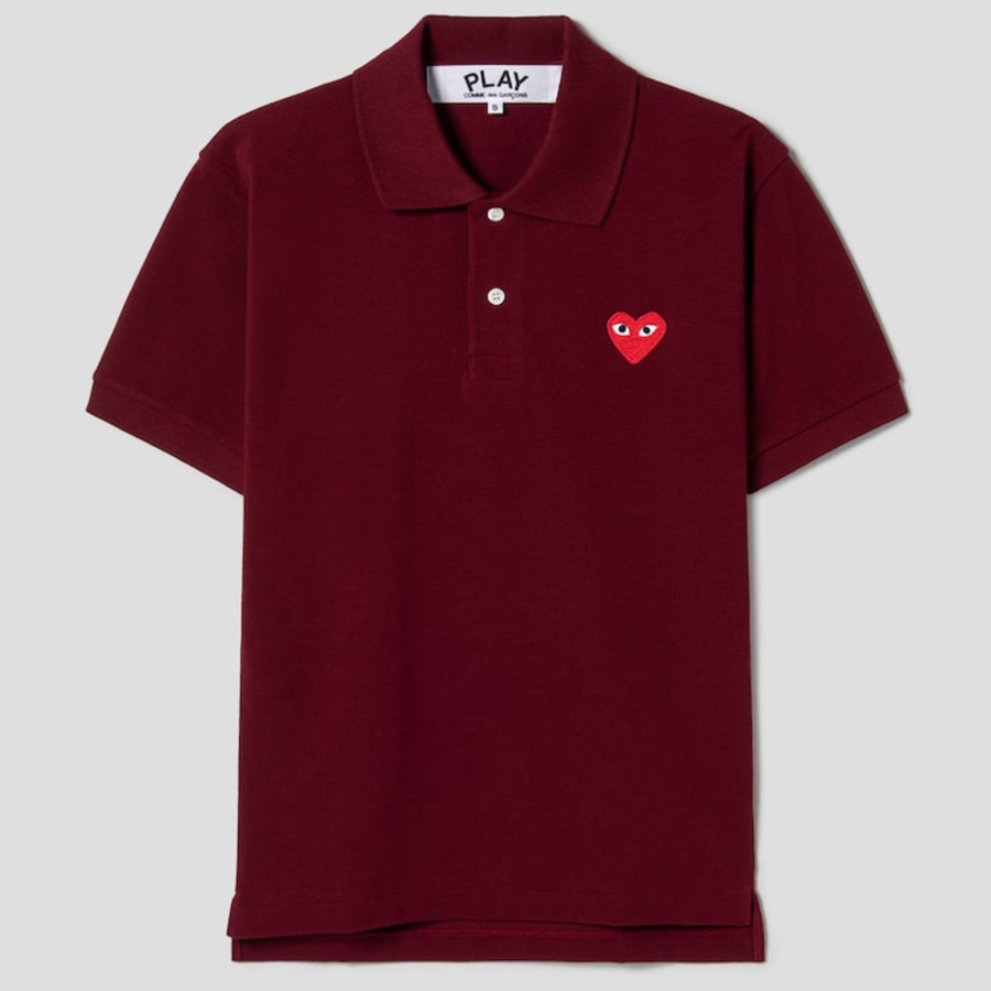PLAY COMME des GARÇONS (Unisex) Red Heart Wappen Polo Shirt – Burgundy