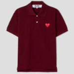 PLAY COMME des GARÇONS (Unisex) Red Heart Wappen Polo Shirt – Burgundy
