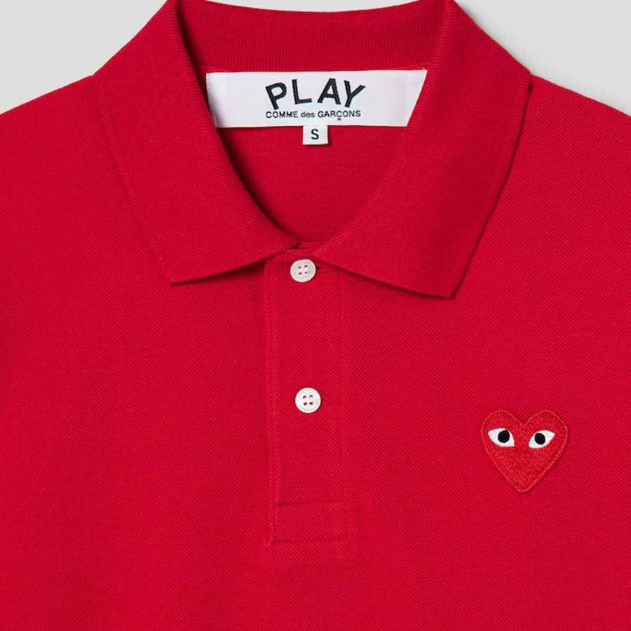 PLAY COMME des GARÇONS (Unisex) Red Heart Wappen Polo Shirt – Red