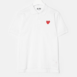 PLAY COMME des GARÇONS (Unisex) Red Heart Wappen Polo Shirt – White