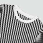 JAJU Cotton Stripe Half-Sleeve Crop T-Shirt – Black