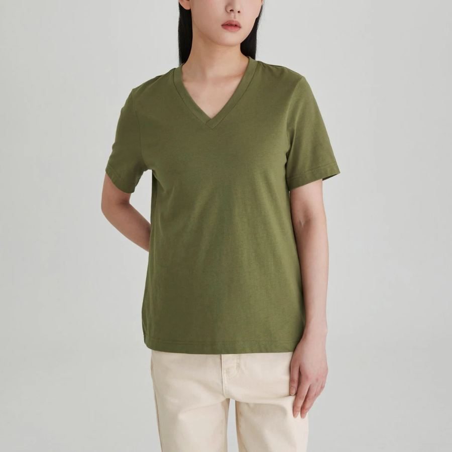 JAJU Smart Cotton V-Neck T-Shirt – Khaki