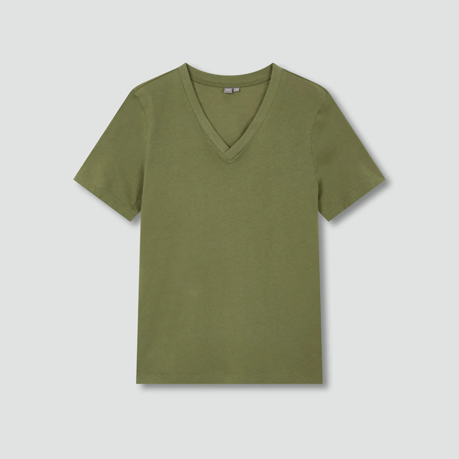 JAJU Smart Cotton V-Neck T-Shirt – Khaki
