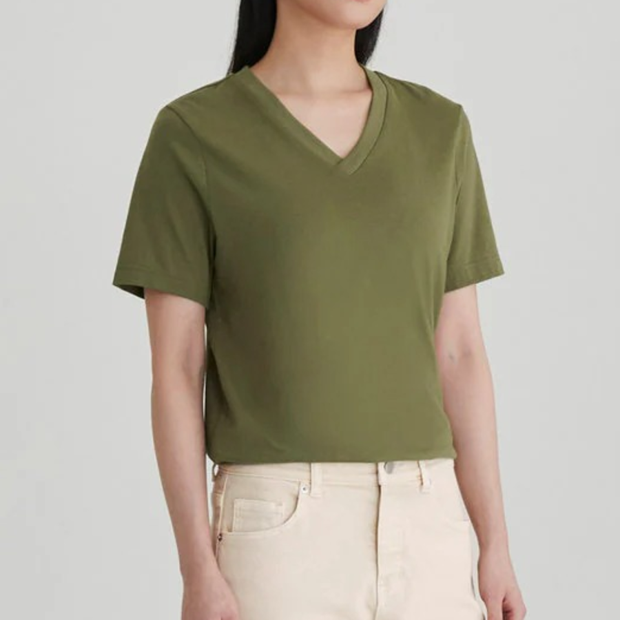 JAJU Smart Cotton V-Neck T-Shirt – Khaki
