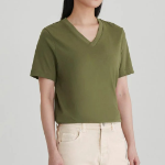 JAJU Smart Cotton V-Neck T-Shirt – Khaki