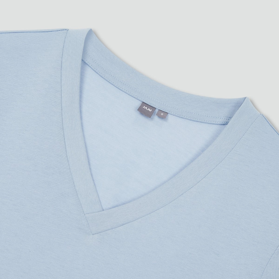 JAJU Smart Cotton V-Neck T-Shirt – Sky Blue