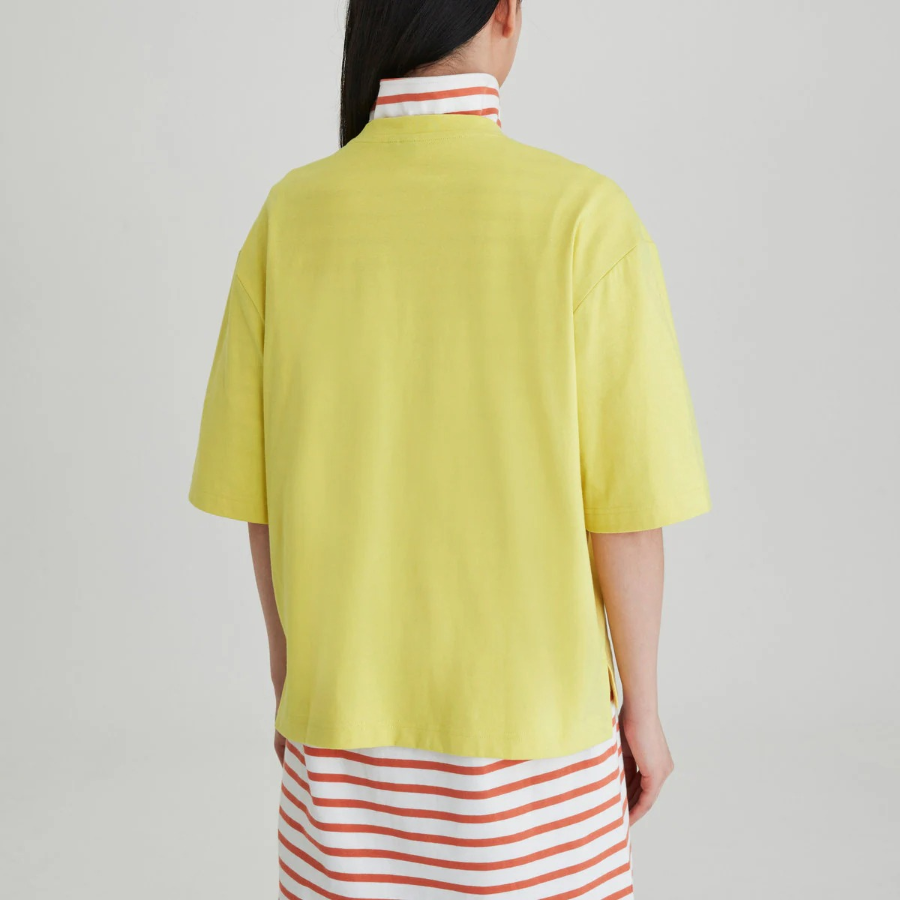 JAJU Smart Cotton Loose-Fit 5-Sleeve T-Shirt – Yellow