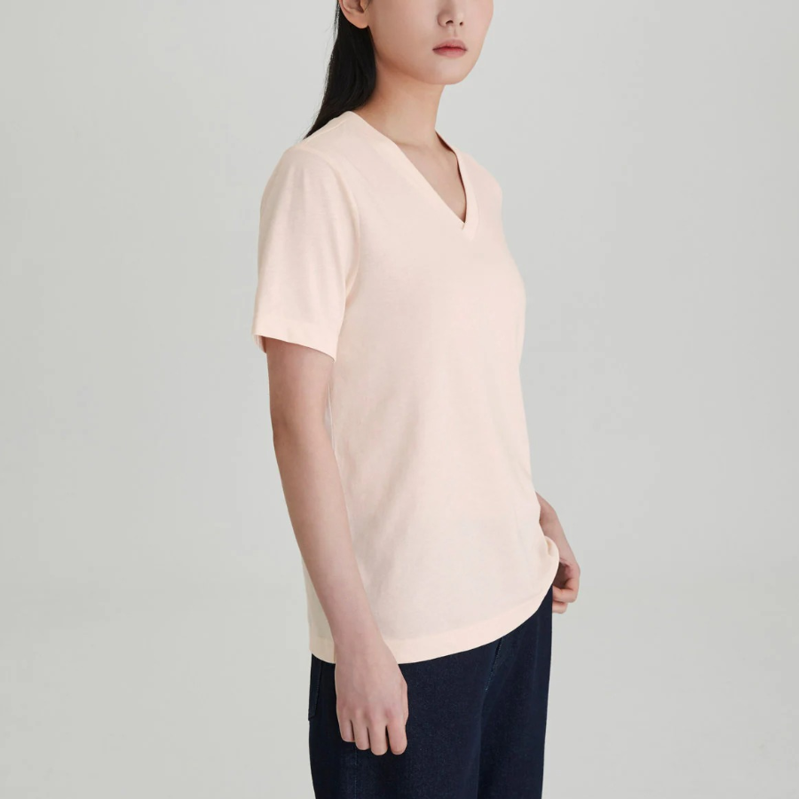 JAJU Smart Cotton V-Neck T-Shirt – Pink