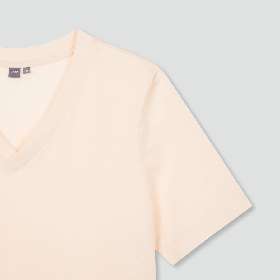 JAJU Smart Cotton V-Neck T-Shirt – Pink