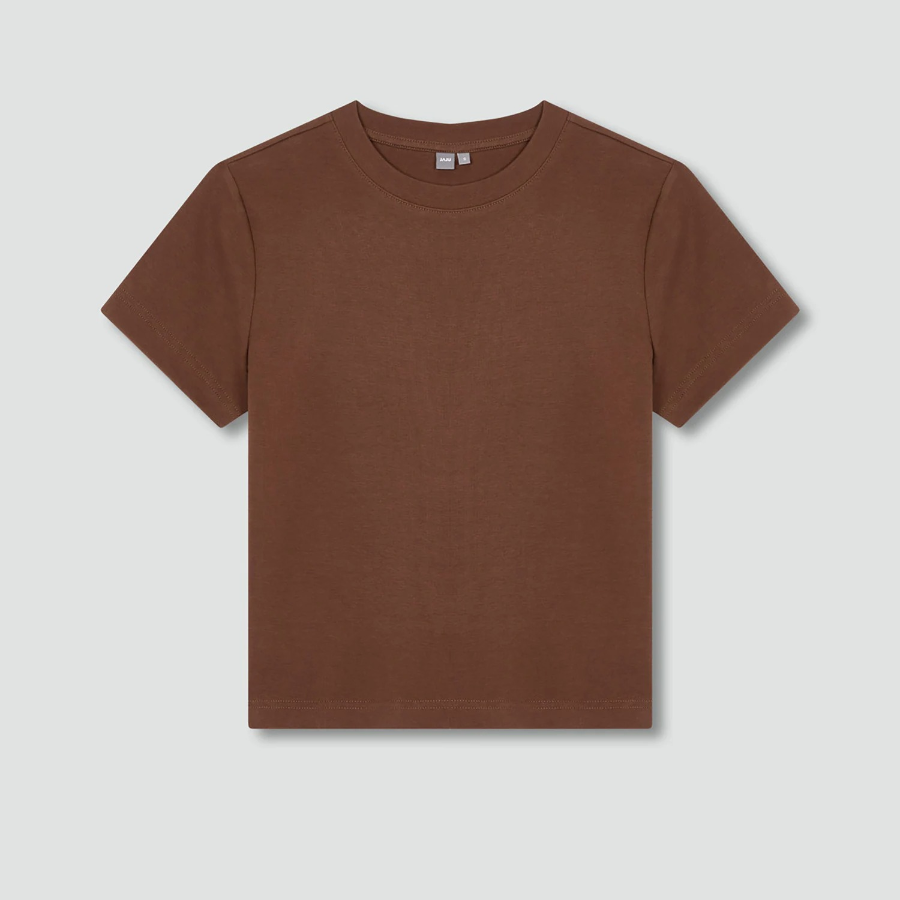 JAJU Cotton Stretch Crop T-Shirt – Brown