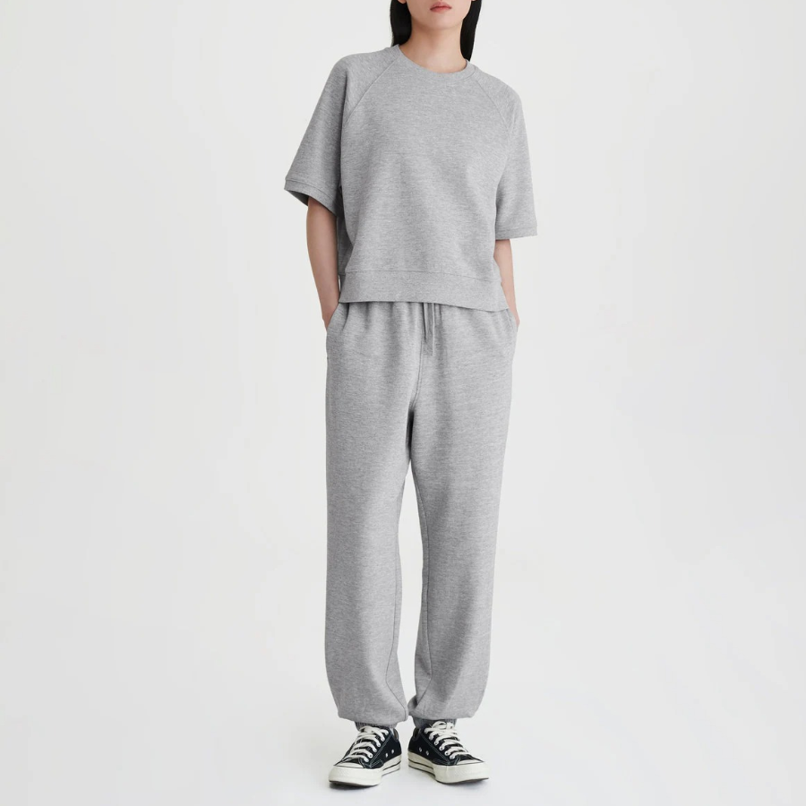 JAJU Sweat Short-Sleeve Shirt – Melange Grey