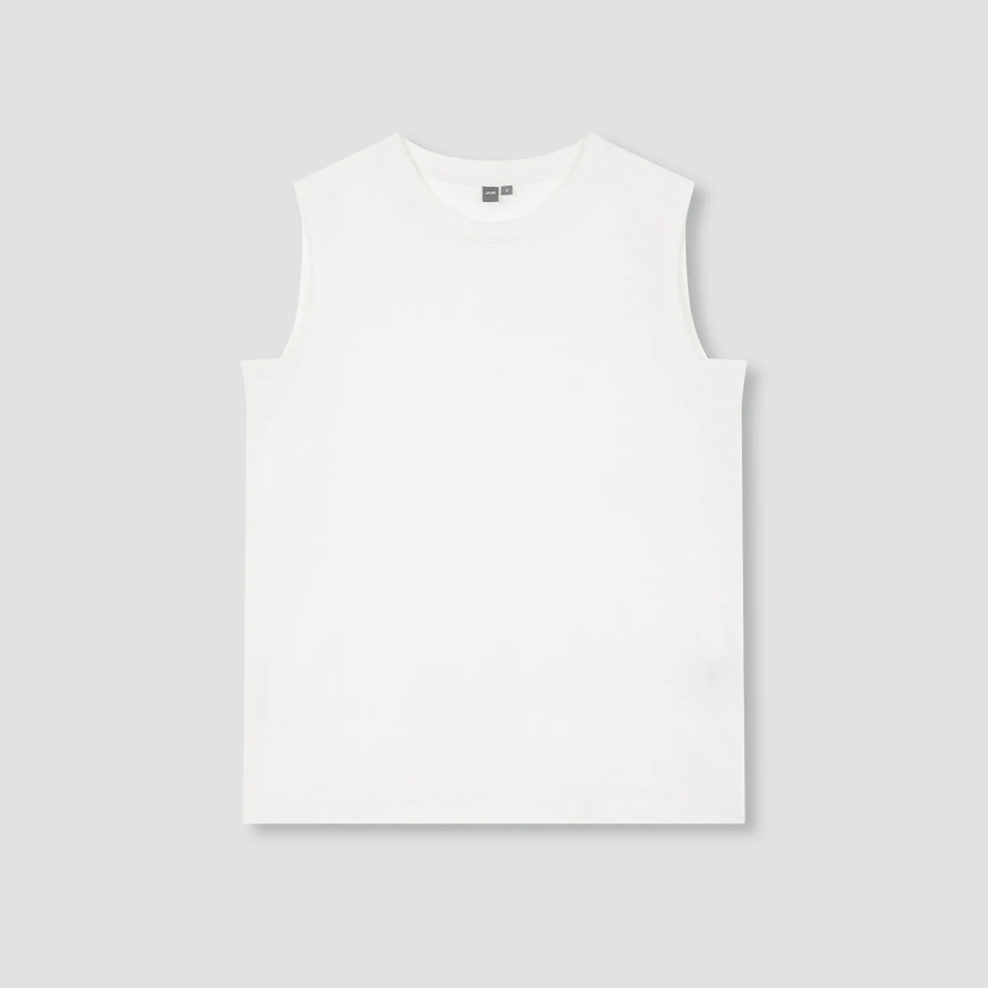 JAJU Slub Sleeveless T-Shirt – White