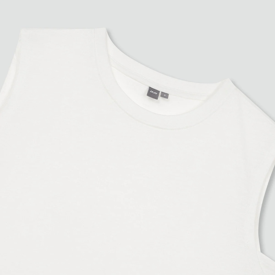 JAJU Slub Sleeveless T-Shirt – White