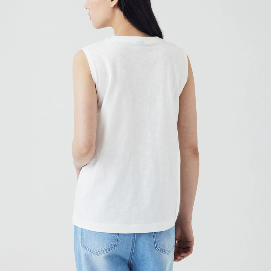 JAJU Slub Sleeveless T-Shirt – White