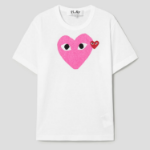 PLAY COMME des GARÇONS (Unisex) Red Wappen Pastel Heart Print T-Shirt – White