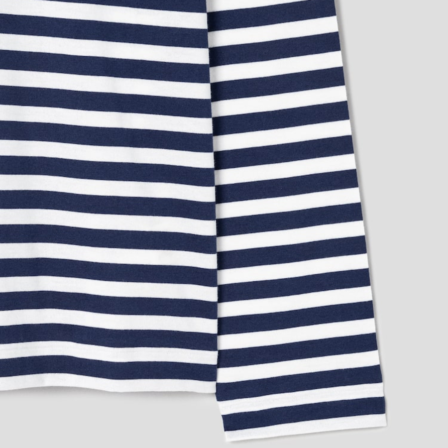 PLAY COMME des GARÇONS (Unisex) Green Heart Wappen Striped Long Sleeve T-Shirt – Navy