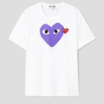 PLAY COMME des GARÇONS (Unisex) Red Wappen Pastel Purple Heart Printed T-Shirt – White