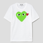 PLAY COMME des GARÇONS (Unisex) Red Heart Wappen Green Heart Print T-Shirt – Green