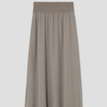 Theory Women Silk Combo Rib Waistband Volume Skirt - Soft Taupe