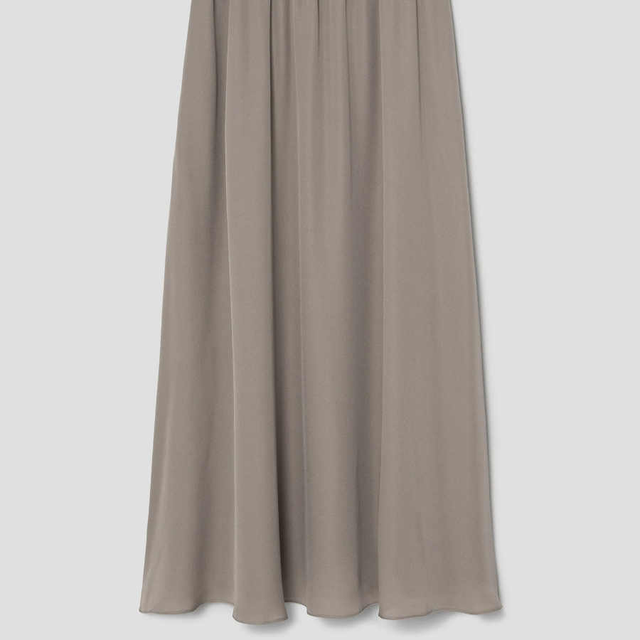 Theory Women Silk Combo Rib Waistband Volume Skirt - Soft Taupe
