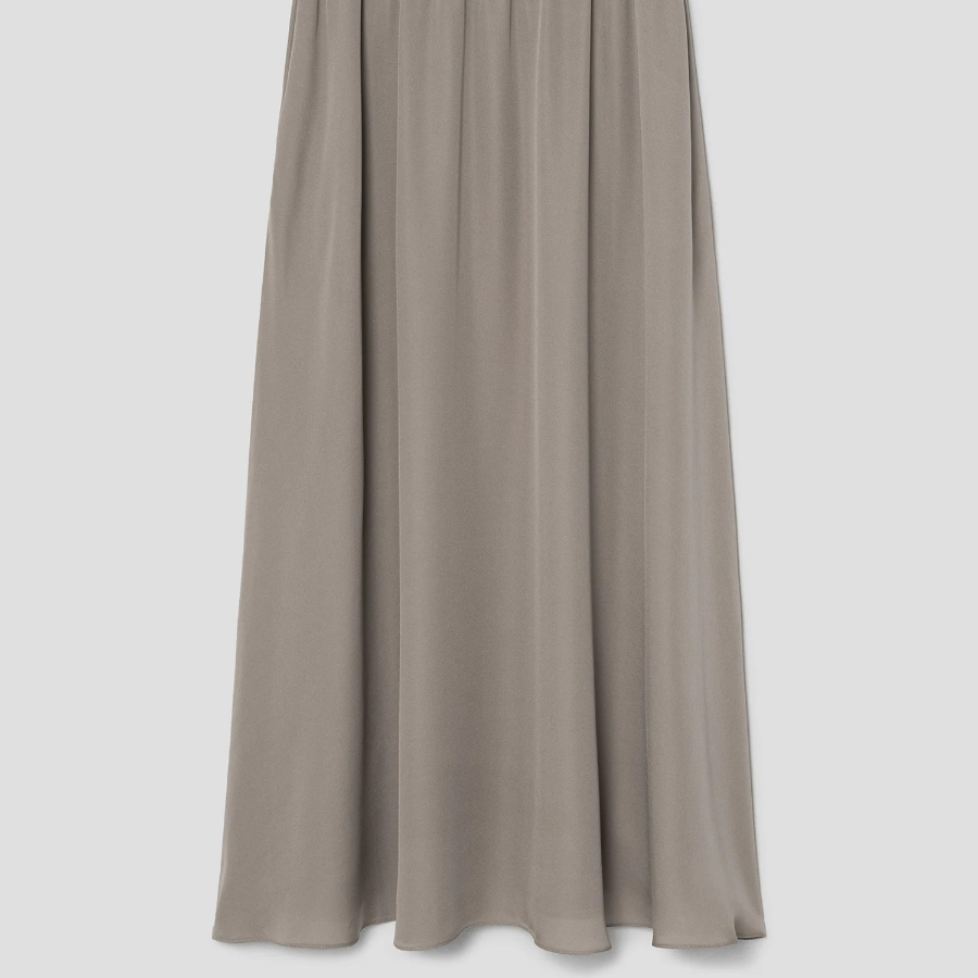Theory Women Silk Combo Rib Waistband Volume Skirt - Soft Taupe