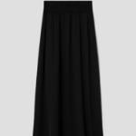 Theory Women Silk Combo Rib Waistband Volume Skirt - Black