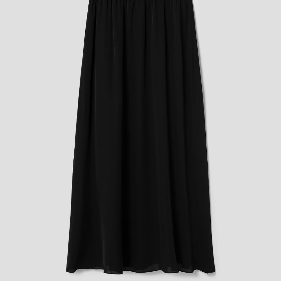 Theory Women Silk Combo Rib Waistband Volume Skirt - Black