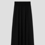 Theory Women Silk Combo Rib Waistband Volume Skirt - Black