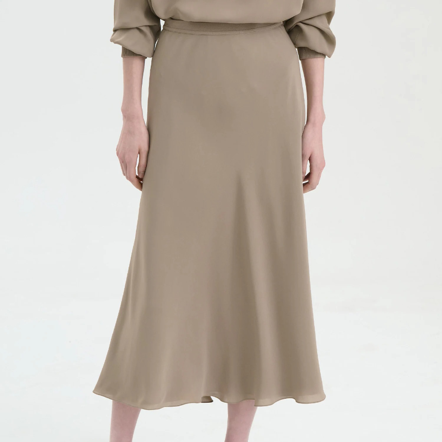 Theory Women Silk Combo Fluid Pull On Skirt - Soft Taupe