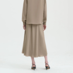 Theory Women Silk Combo Fluid Pull On Skirt - Soft Taupe