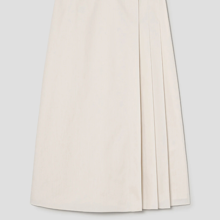 Theory Women Sleek Poplin Partial Pleats Skirt - Eggshell