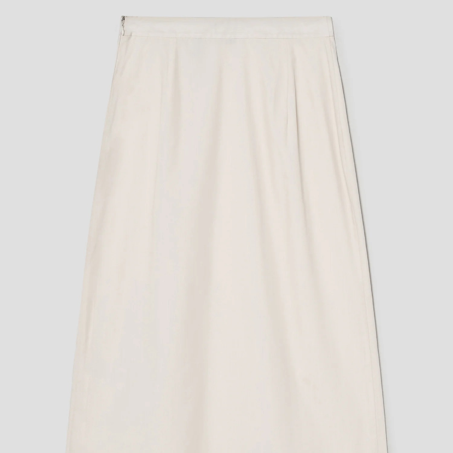 Theory Women Sleek Poplin Partial Pleats Skirt - Eggshell
