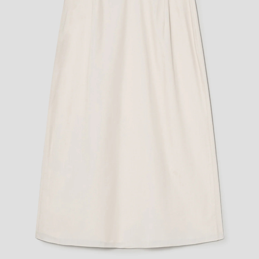 Theory Women Sleek Poplin Partial Pleats Skirt - Eggshell