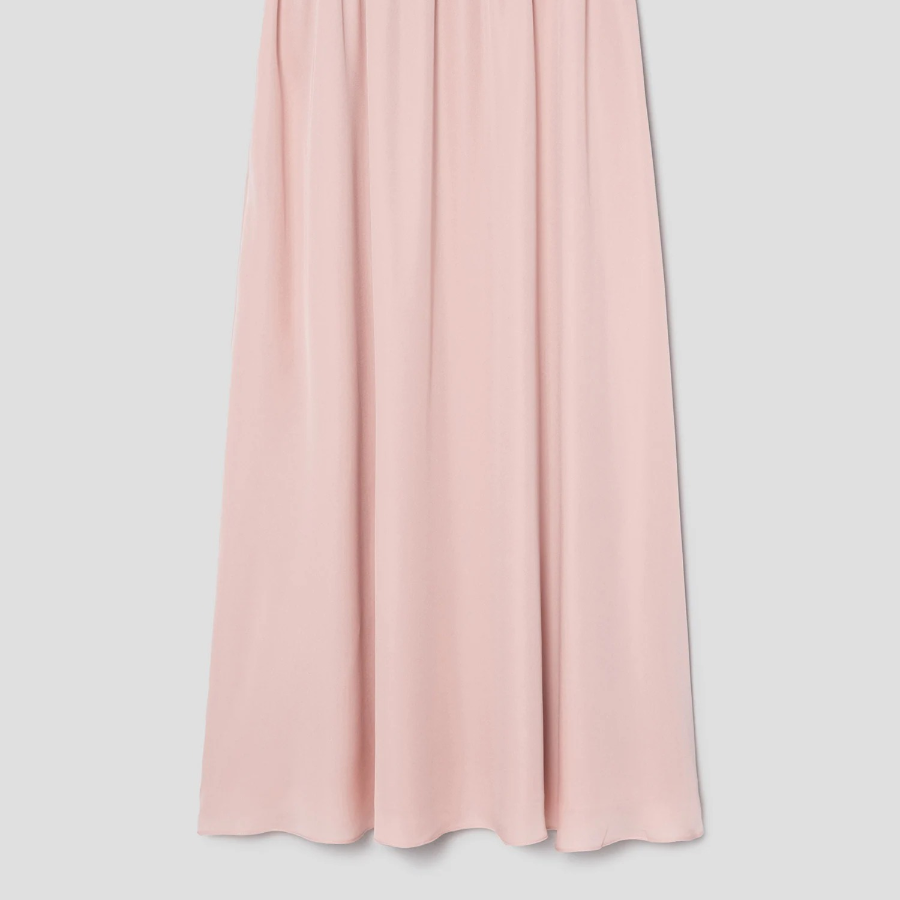 Theory Women Silk Combo Rib Waistband Volume Skirt - Pink Sand