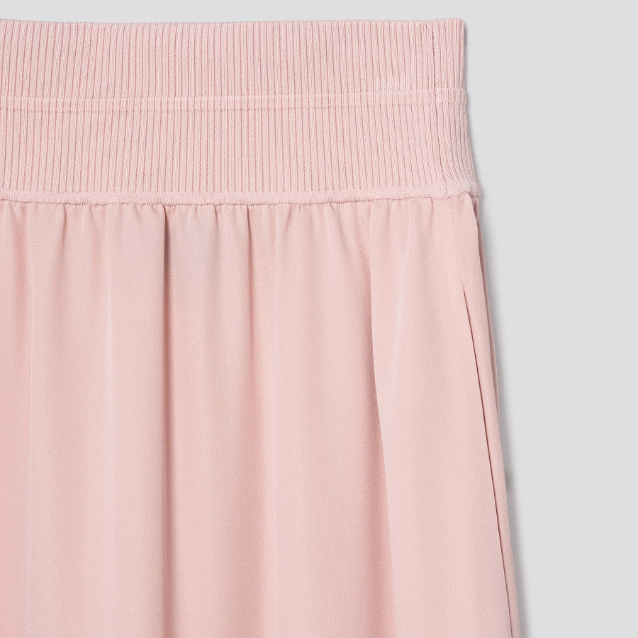 Theory Women Silk Combo Rib Waistband Volume Skirt - Pink Sand