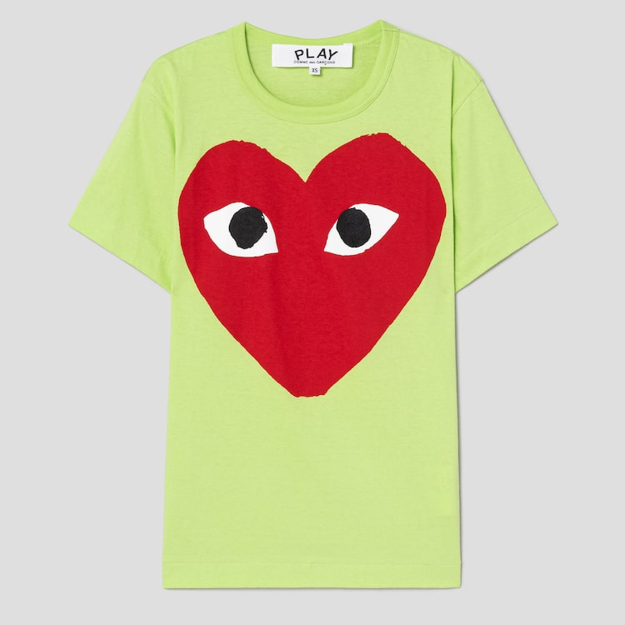 PLAY COMME DES GARÇONS (Unisex) Red Heart Big Printing T-Shirt – Green