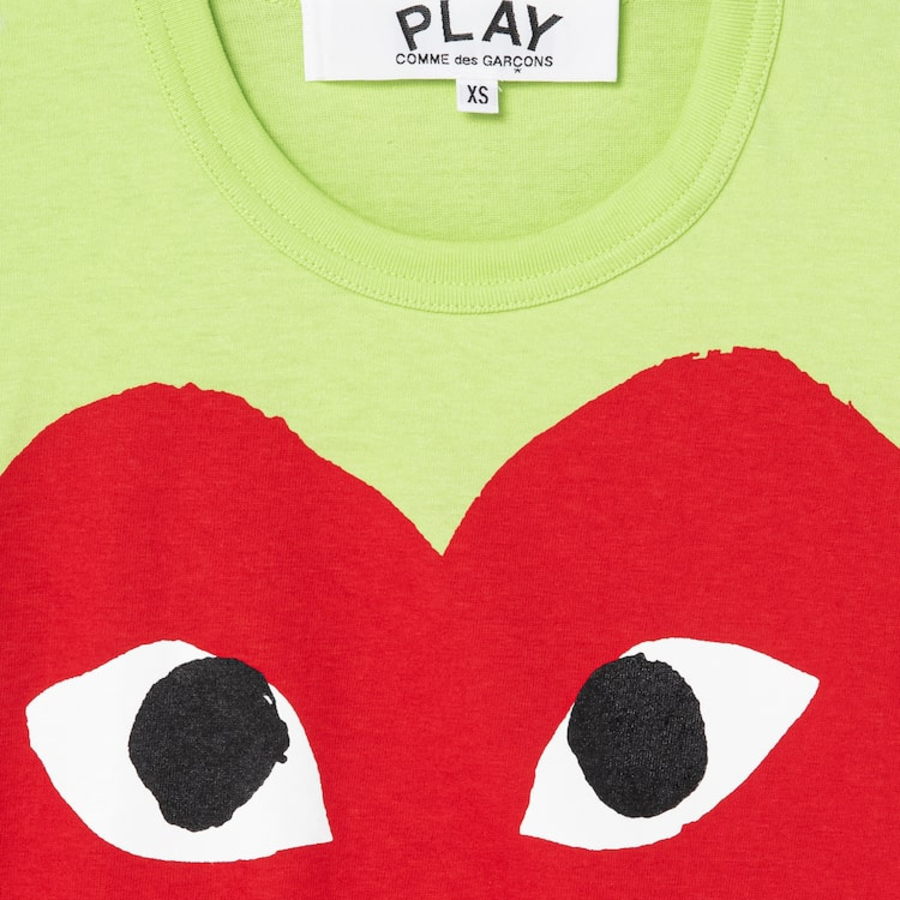 PLAY COMME DES GARÇONS (Unisex) Red Heart Big Printing T-Shirt – Green