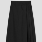 Theory Women Sleek Poplin Partial Pleats Skirt - Black