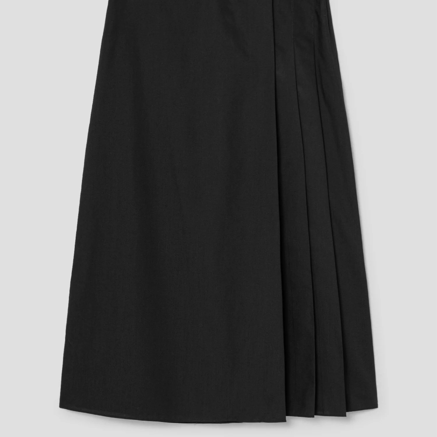 Theory Women Sleek Poplin Partial Pleats Skirt - Black