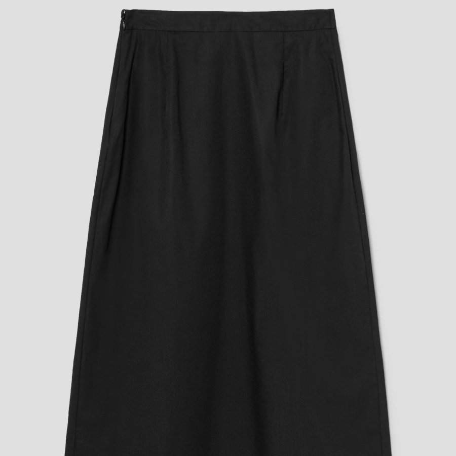 Theory Women Sleek Poplin Partial Pleats Skirt - Black