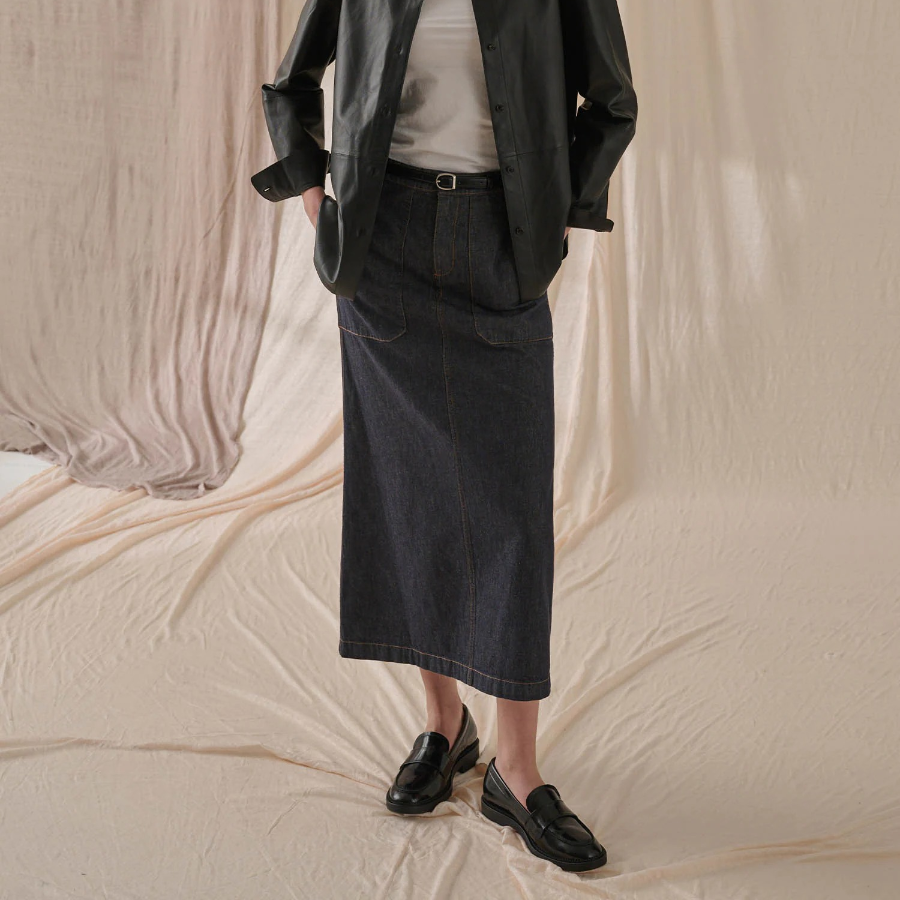 Theory Women Mod Denim Utility A-line Skirt - Indigo