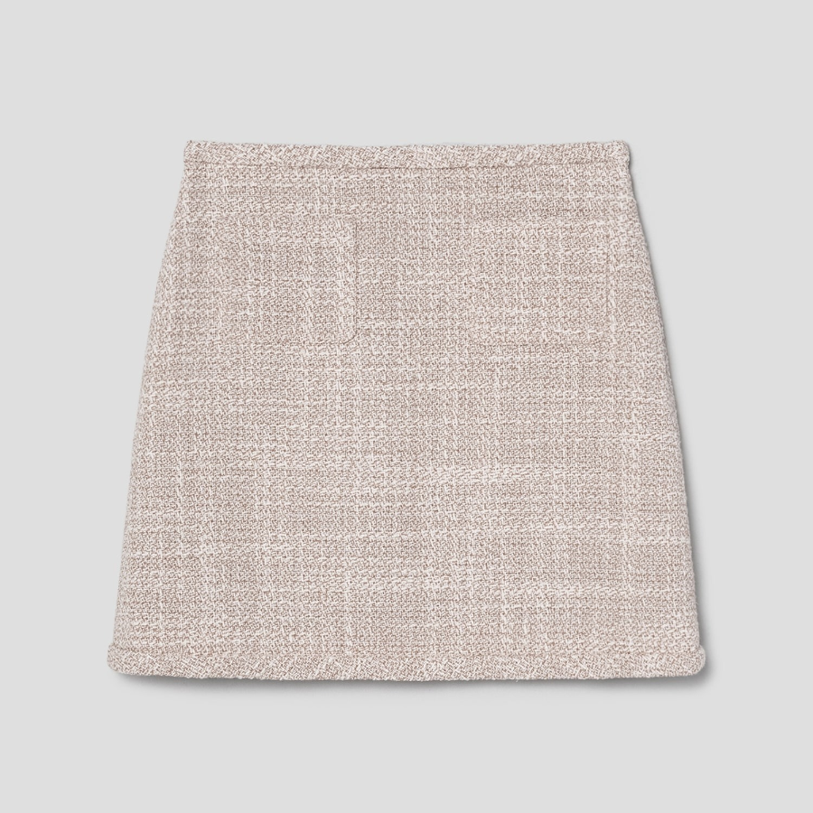Theory Women Texture Tweed Binding Mini Skirt - Taupe Multi
