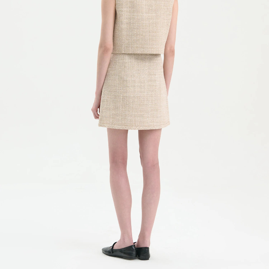 Theory Women Texture Tweed Binding Mini Skirt - Taupe Multi