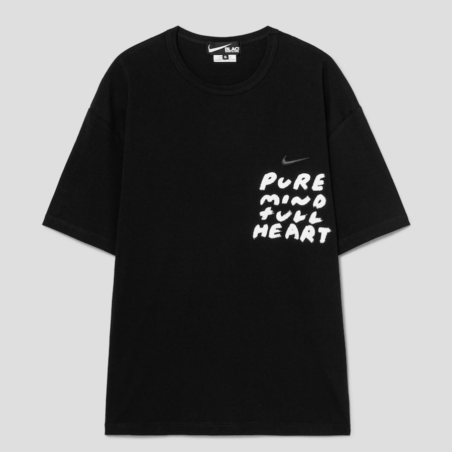 COMME des GARÇONS BLACK (Unisex) Cotton Jersey Nike Patch Massage Print T-Shirt – Black