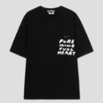 COMME des GARÇONS BLACK (Unisex) Cotton Jersey Nike Patch Massage Print T-Shirt – Black