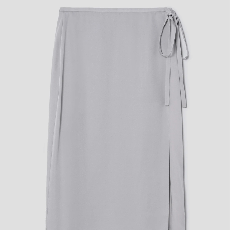 Theory Women Silk Georgette Tie Wrap Skirt - Light Grey