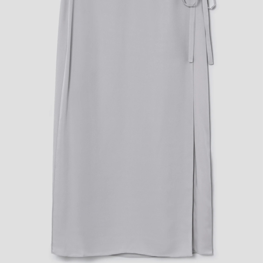 Theory Women Silk Georgette Tie Wrap Skirt - Light Grey