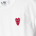 PLAY COMME des GARÇONS (Unisex) Double Red Heart Wappen T-Shirt – White