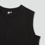 JAJU Slub Sleeveless T-Shirt – Black