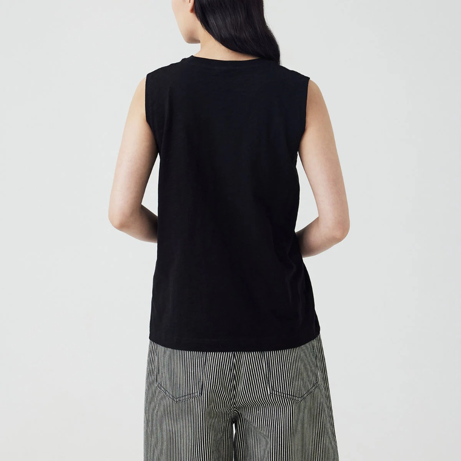 JAJU Slub Sleeveless T-Shirt – Black